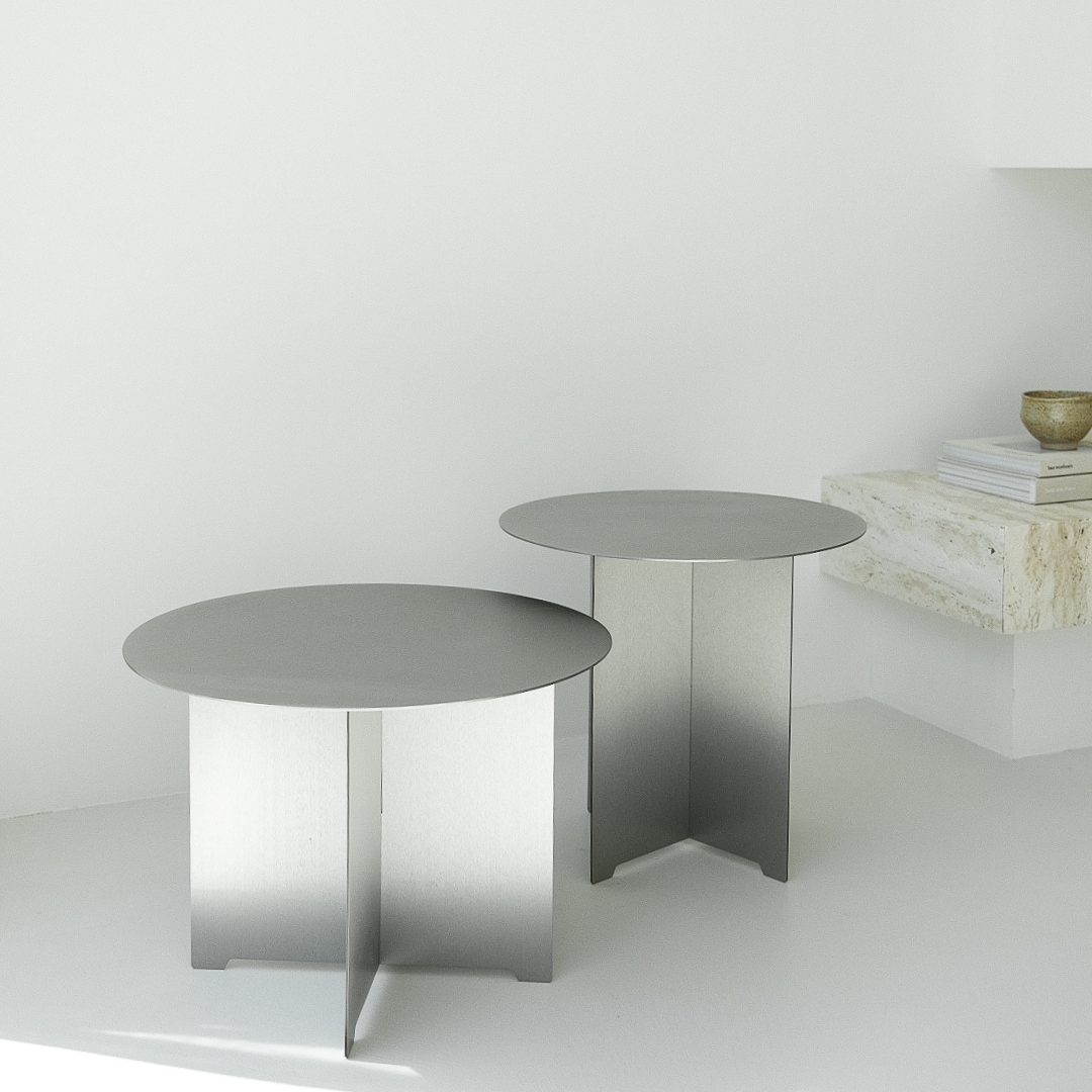 Geborstelde stalen bijzettafels
