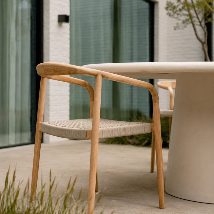 Garden Chair Dubbo - H75.5 – Teak – Rope Seat – Woven 2 by 2