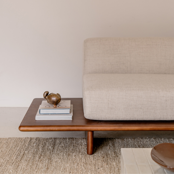 Banco de sofá Daro - 250 cm - Color grano de café - Asiento de tela tejido arenisca moteado