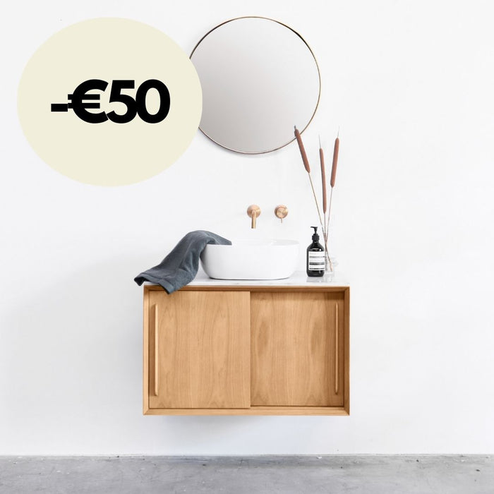 Badkamermeubel hout - Wit Marmer - Wastafel Alexis V - Eik (80 cm) - Nestor