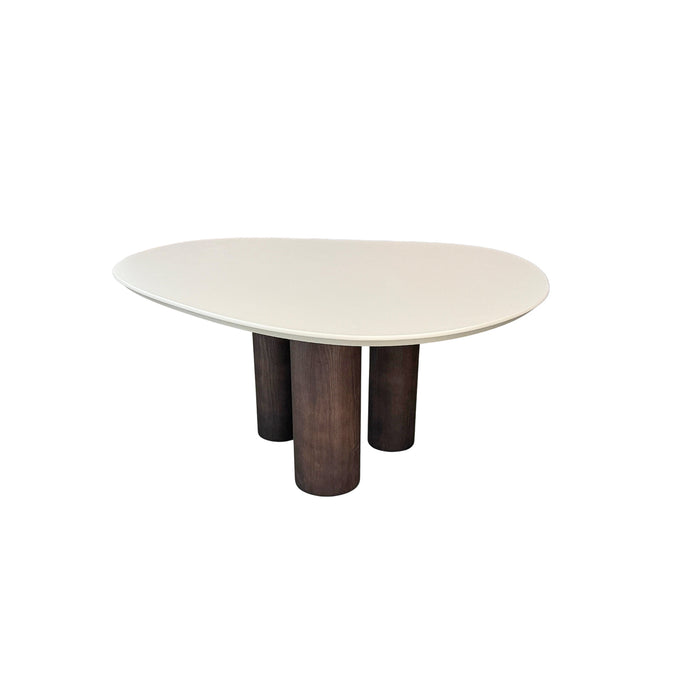 Table à manger Lien - Plateau StoneSkin Latte - Pieds bois fumé - 160 cm