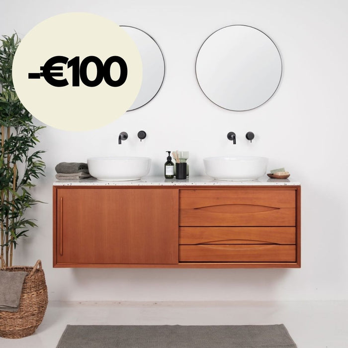 Badkamermeubel Bill Teak - Terrazzo bovenplaat - Alexis II