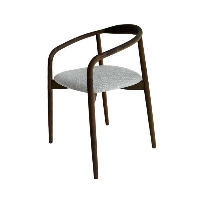 Ely dining room chair - rectangular fabric seat - Dark walnut finish