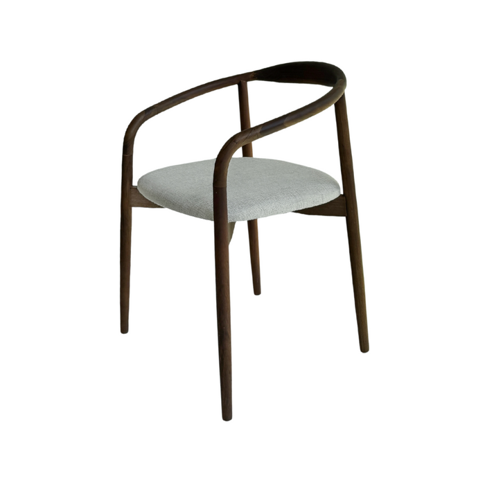 Ely dining room chair - rectangular fabric seat - Dark walnut finish