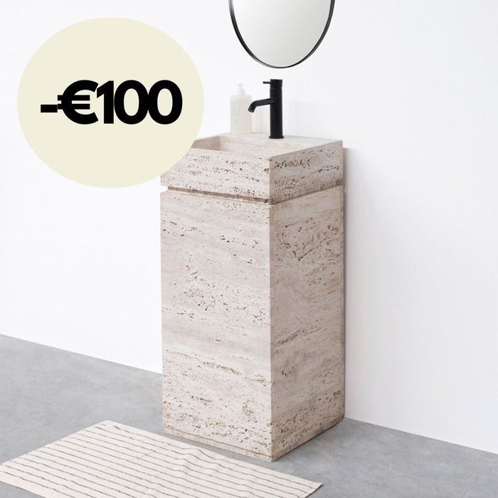 Handenwasser - Quimper - Travertin - Weiß