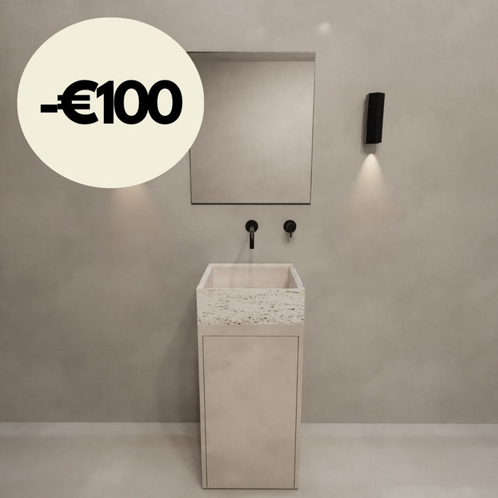 Hand washer white travertine - MicroSkin latte base - Émile - With shelves