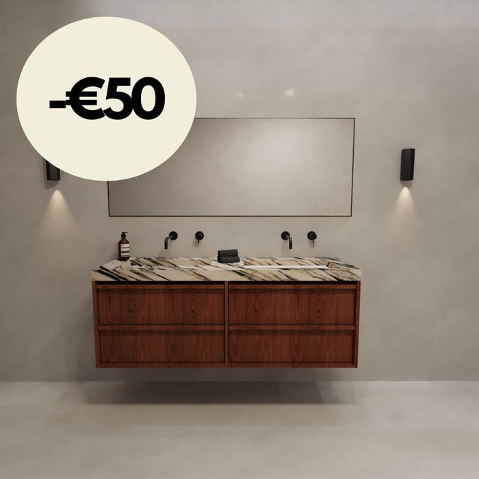 Dalle de salle de bain en marbre - Soumans - Marbre bleu/blanc - 150 cm