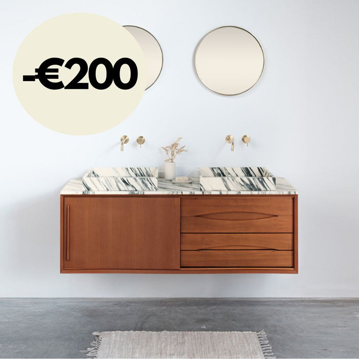 Meuble de salle de bain Bill Teck - Lavabo/plan de lavage en marbre bleu et blanc