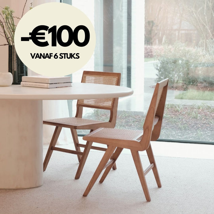 Chaise de salle à manger rétro noyer/rotin naturel - Ruben