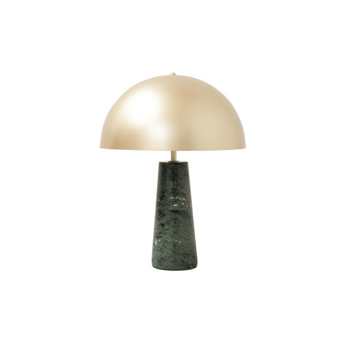 Lampe à poser Merit - Abat-jour Laiton - Base Marbre Vert - Ø40/H55cm