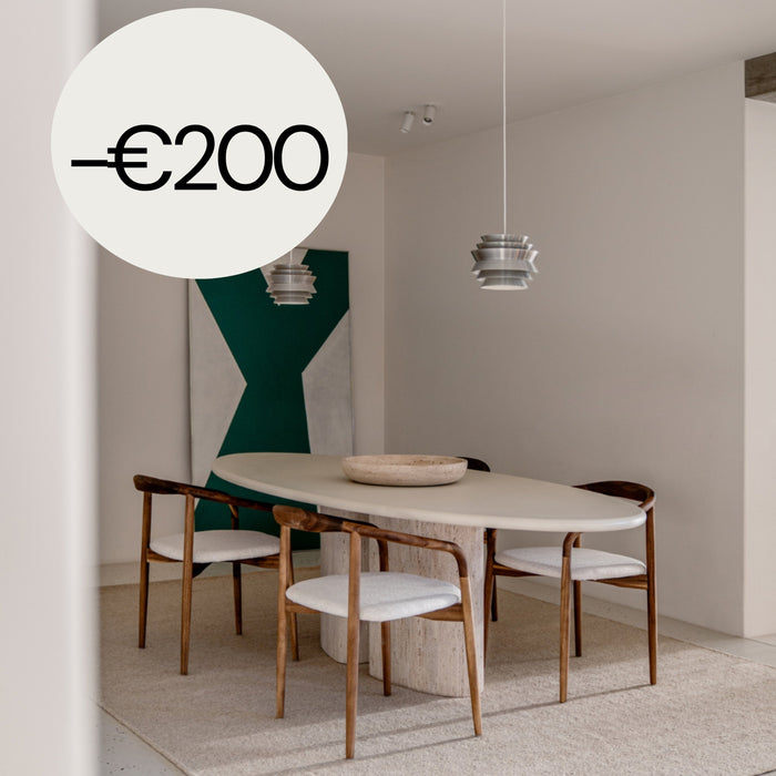 Table à manger ovale Zira - Pied en travertin blanc - Plateau Microskin - Latte - 260 cm