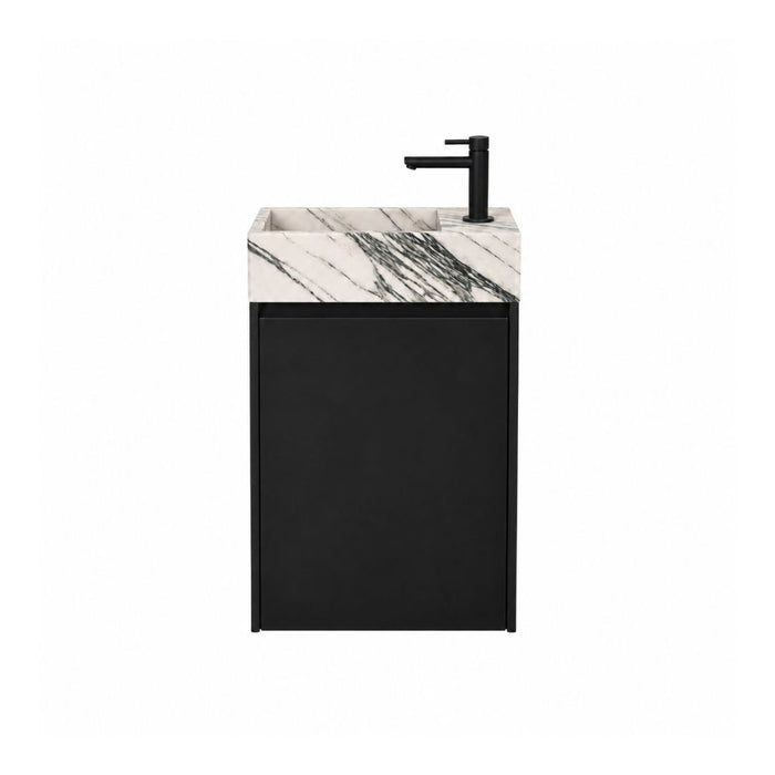 Lavabo Krabi con mueble - Roble negro - Mármol azul/blanco