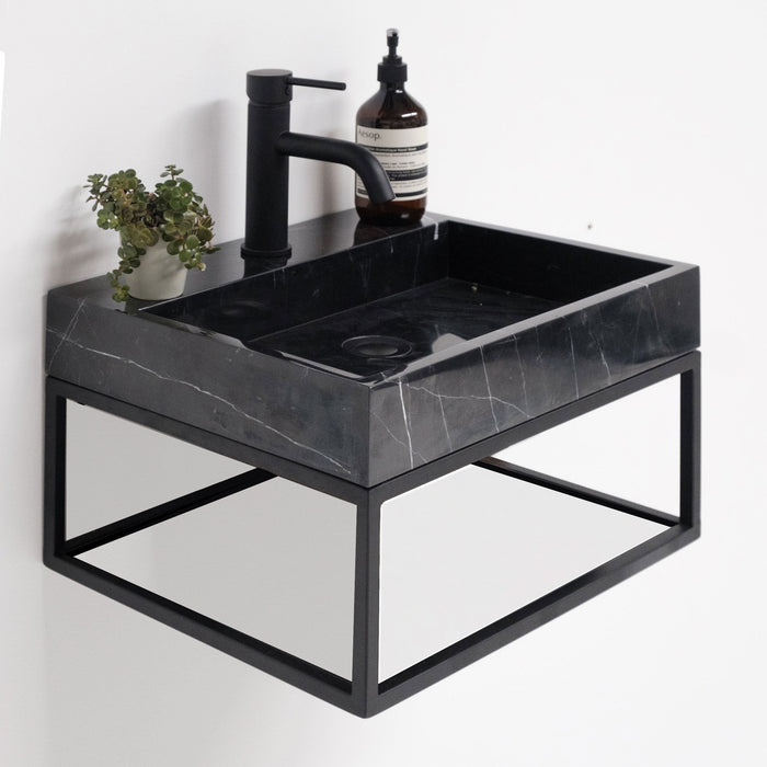 Mueble de baño Lucerna - George - Con orificio para grifería - Mármol negro - Metal negro