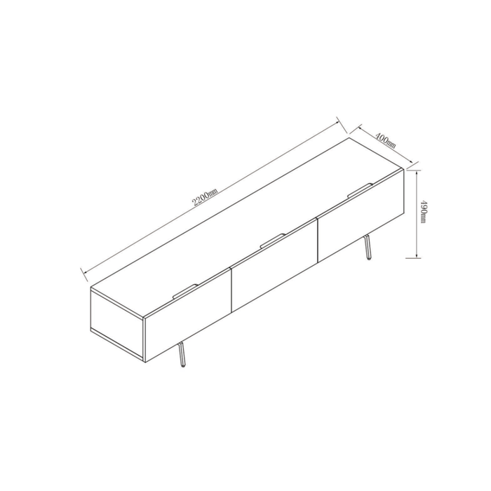 Aparador Duinkerke - 220 cm - Madera ahumada