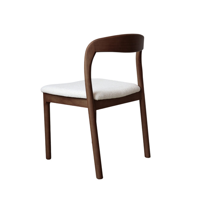 Eetkamerstoel Chale - H76.5 cm - Donkerwalnoot - Ivory bouclé Weave