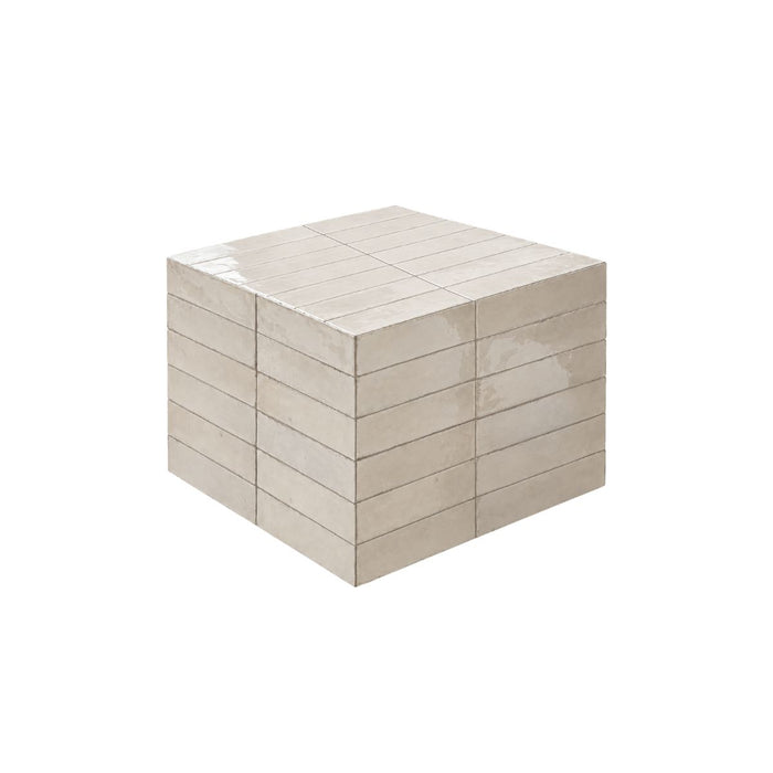 Coffee table Vence - Light beige tiles - High - 39 cm