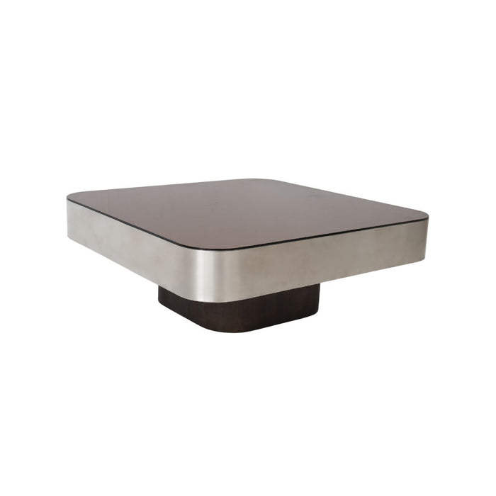 Table basse Apt L80 P80 H30 - piètement Smoke - cadre en acier inoxydable - plateau en verre Smoke