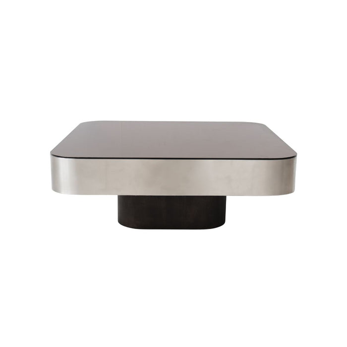 Table basse Apt L80 P80 H30 - piètement Smoke - cadre en acier inoxydable - plateau en verre Smoke