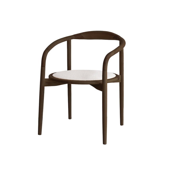 Dining room chair Ely - Round fabric seat - Smokewood - Beige/White (VDF115)