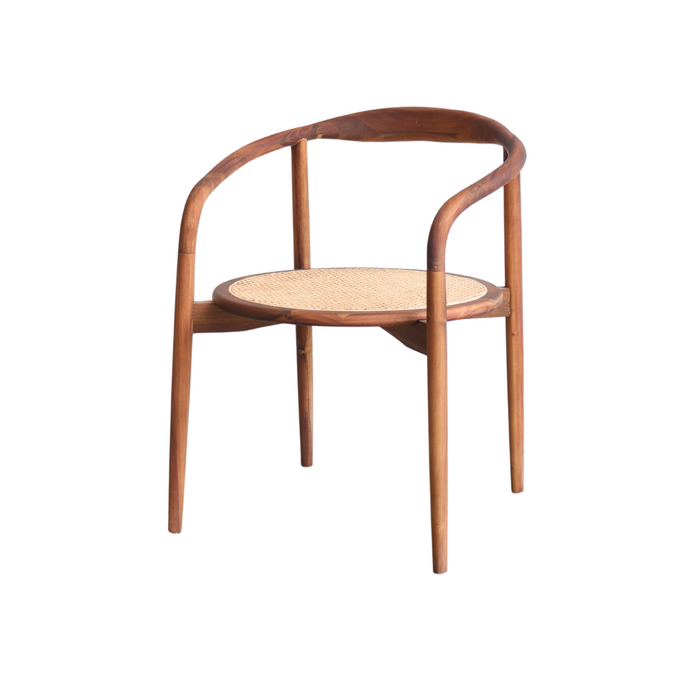 Dining room chair Ely - Light Walnut - Round rattan seat