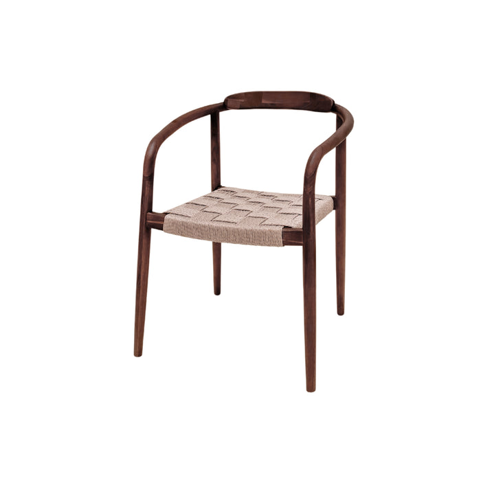 Silla de comedor Burnie - Acacia nogal - Asiento tejido - Respaldo más ancho