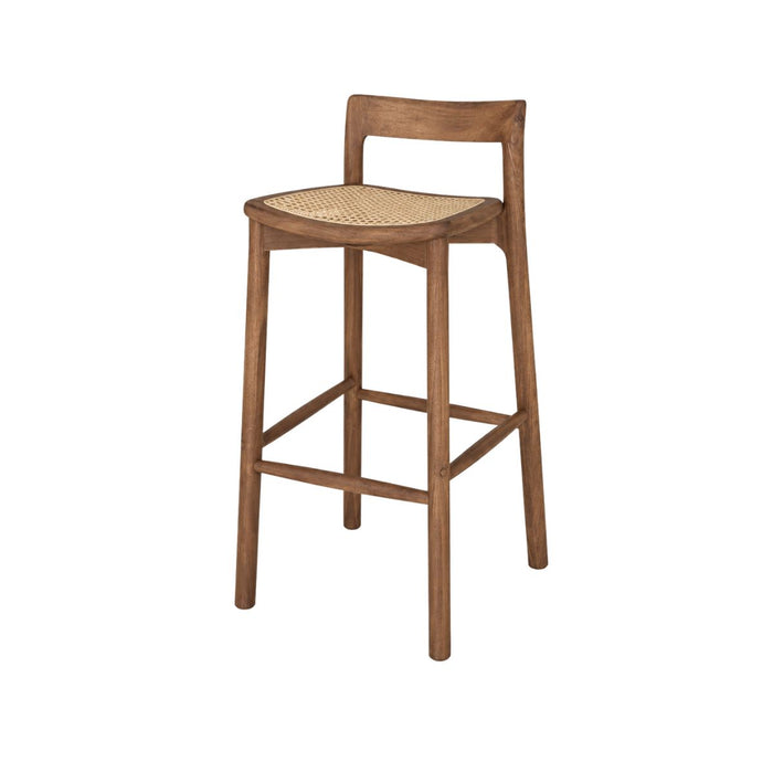 Taburete Charmes - Acacia nogal - Asiento de ratán - Altura del asiento 75 cm