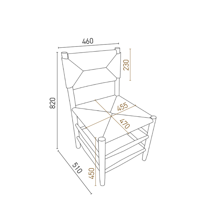 Chaise de salle à manger Mardor - Chêne foncé - Assise tissée en corde