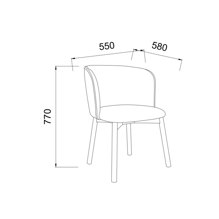 Dining chair Celia - Smoke wood color - Ivory bouclé
