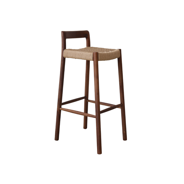 Barstool Nulla - Seat height 75 cm - Dark walnut - Acacia wood - Woven seat