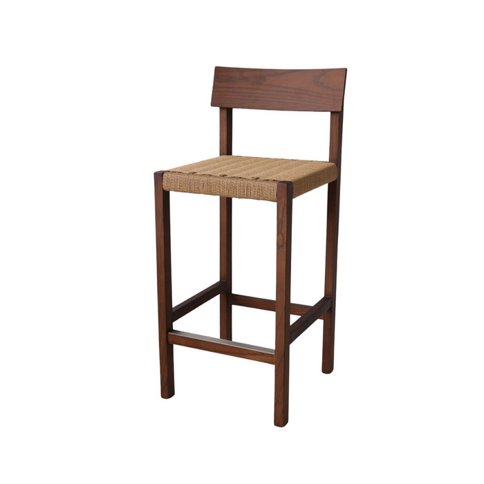 Bar Stool Rosalie - Dark Walnut with Latte Woven Seat - Seat Height 65 cm