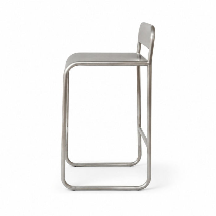 Barstoel met rugleuning Noli - Zithoogte 65 cm - Geborsteld Staal