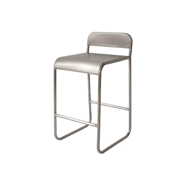 Barstoel met rugleuning Noli - Zithoogte 65 cm - Geborsteld Staal