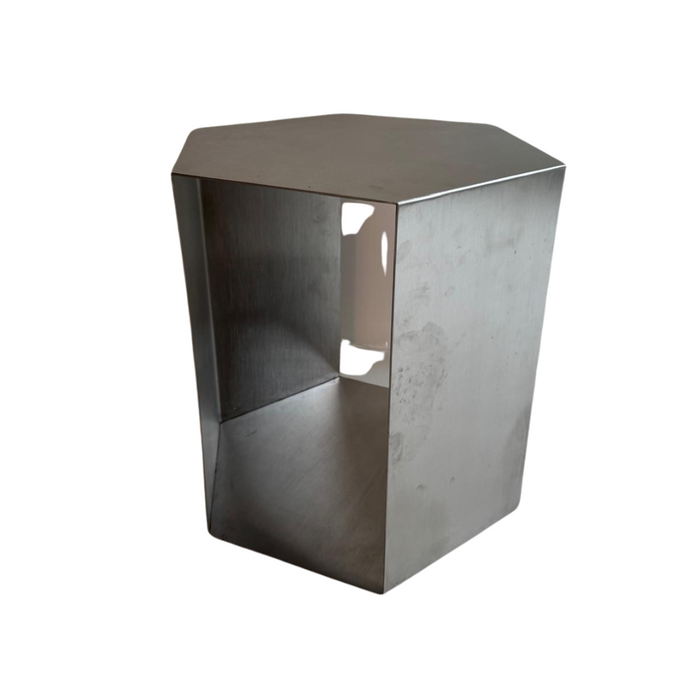 Mesa auxiliar Cube B46.2 D40 H45 - Acero cepillado