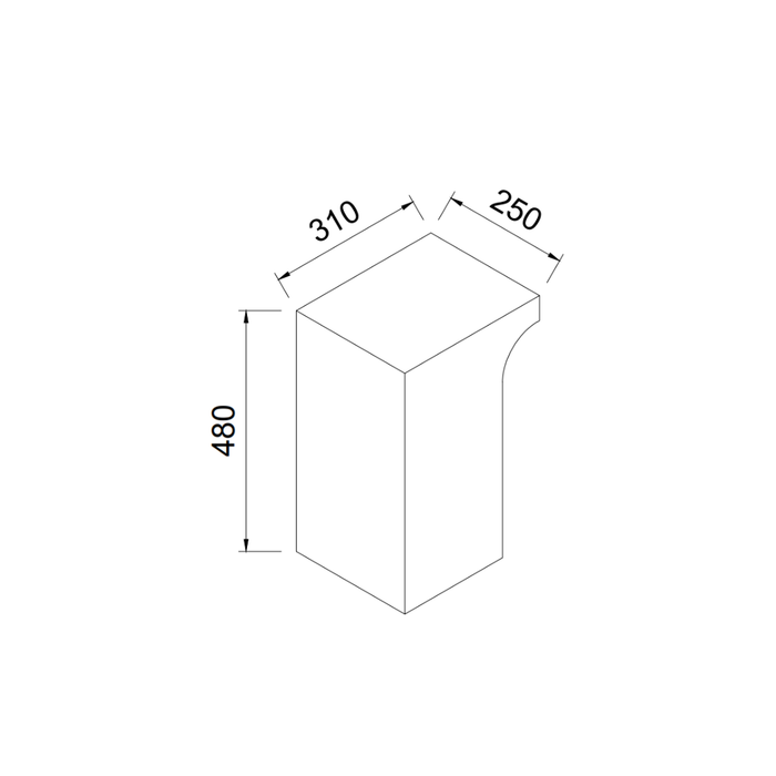 Vinto side table - W31 D25 H48 - White - Unfilled travertine