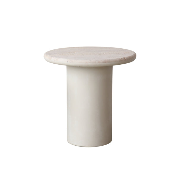 Bijzettafel Travertin Caen - Latte Stoneskin onderstel - 50 cm