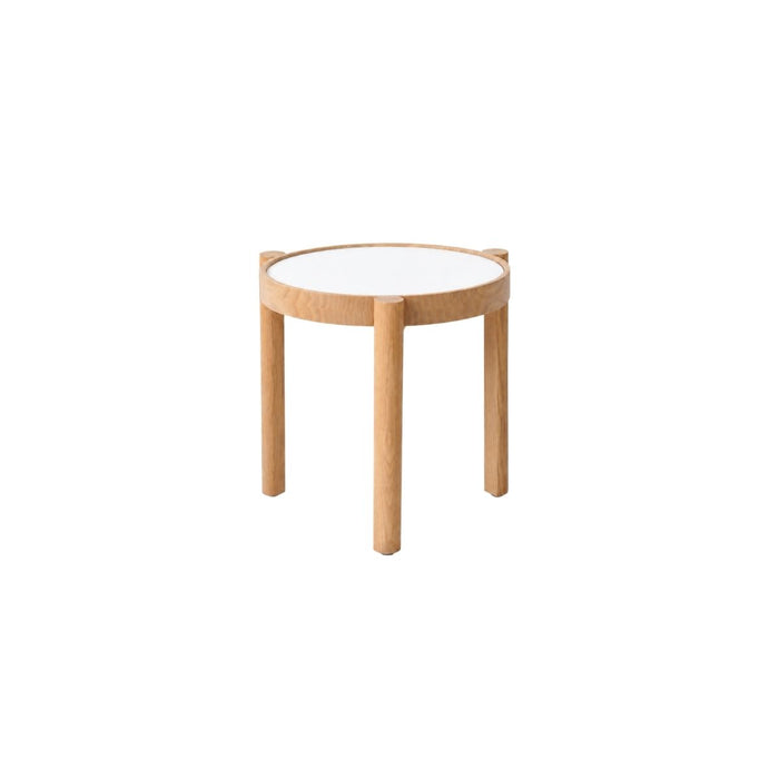 Mesa de centro apilable Lucie D35 H45,4 - Pata de roble - Tablero blanco de HPL