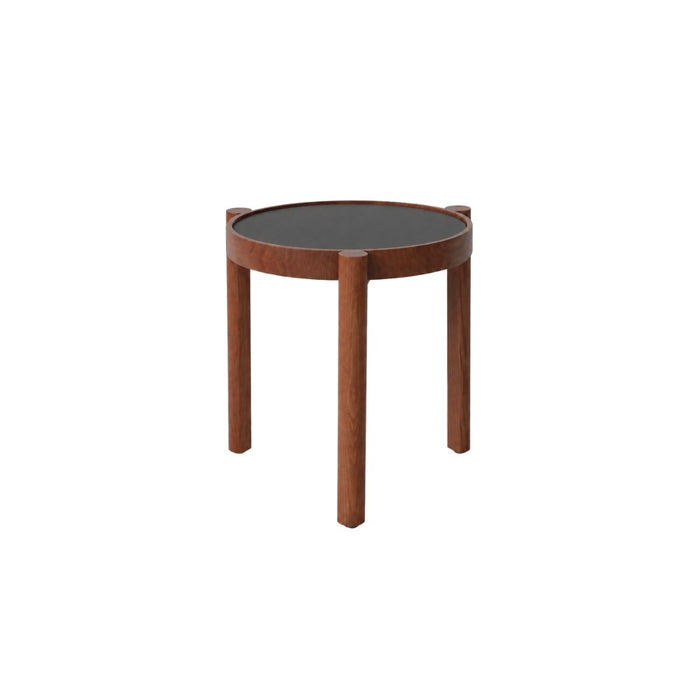 Mesa de centro apilable Lucie D35 H45.4- Pata de nogal oscuro - Tablero de HPL negro