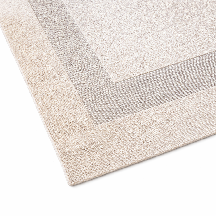 Alfombra hecha a mano - Kora - 100% lana natural - Blanco con rayas