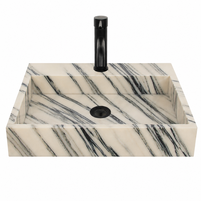 George lavabo en marbre - Marbre bleu/blanc avec trou pour robinet