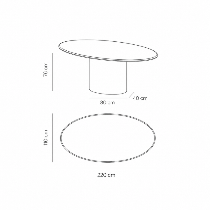 Table à manger ovale aspect béton - Dena - Latte - 220cm - StoneSkin