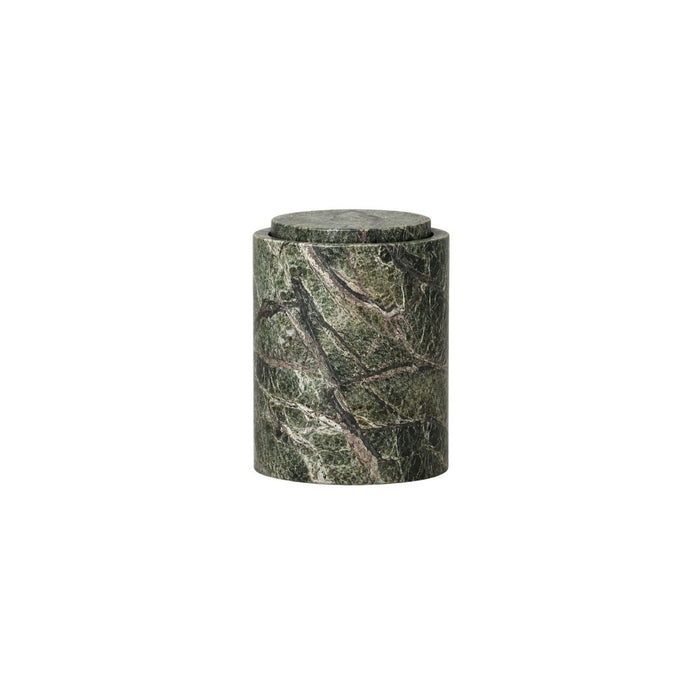 Opbergkom met deksel - Bosgroen marmer - H 15,8 cm