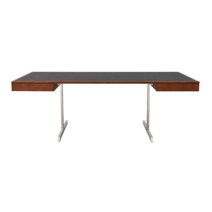 Canyon Desk W180 D110 H76 - Stainless steel legs - Dark walnut tabletop with black HPL finish