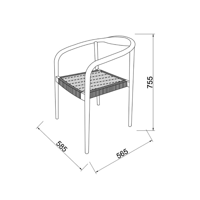 Chaise de jardin Dubbo - H75,5 – Teck – Assise en corde – Tressé 2 sur 2