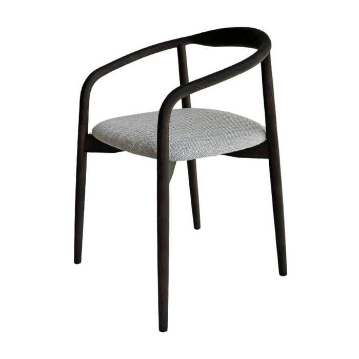 Eetkamerstoel Ely - Rechthoekige stoffen zitting - Smokehout kleur - Rubberwood