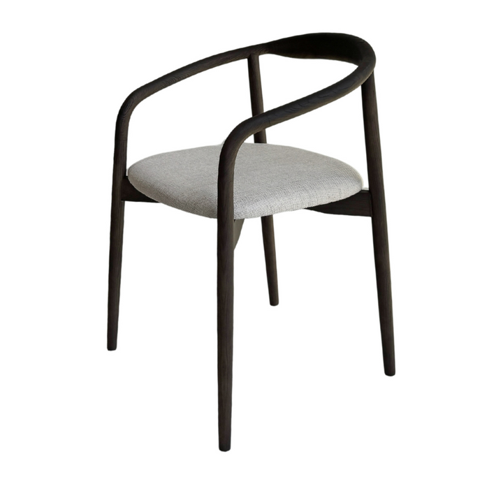 Eetkamerstoel Ely - Rechthoekige stoffen zitting - Smokehout kleur - Rubberwood