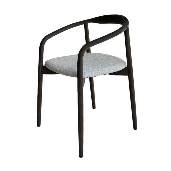 Eetkamerstoel Ely - Rechthoekige stoffen zitting - Smokehout kleur - Rubberwood