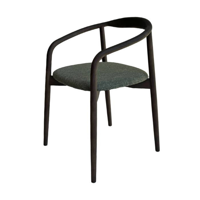 Eetkamerstoel Ely - Rechthoekige stoffen zitting - Smokehout kleur - Rubberwood