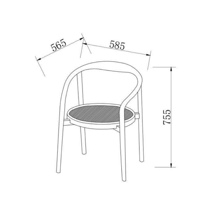 Dining chair Ely - Round seat in rattan - Oak