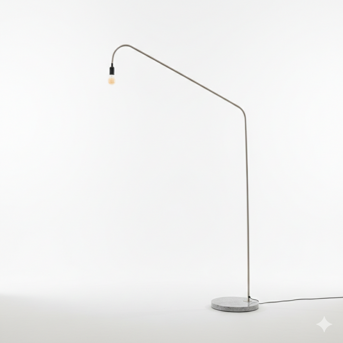 Lámpara Ellis - Grande H202 - Travertino Blanco - Base de acero cepillado