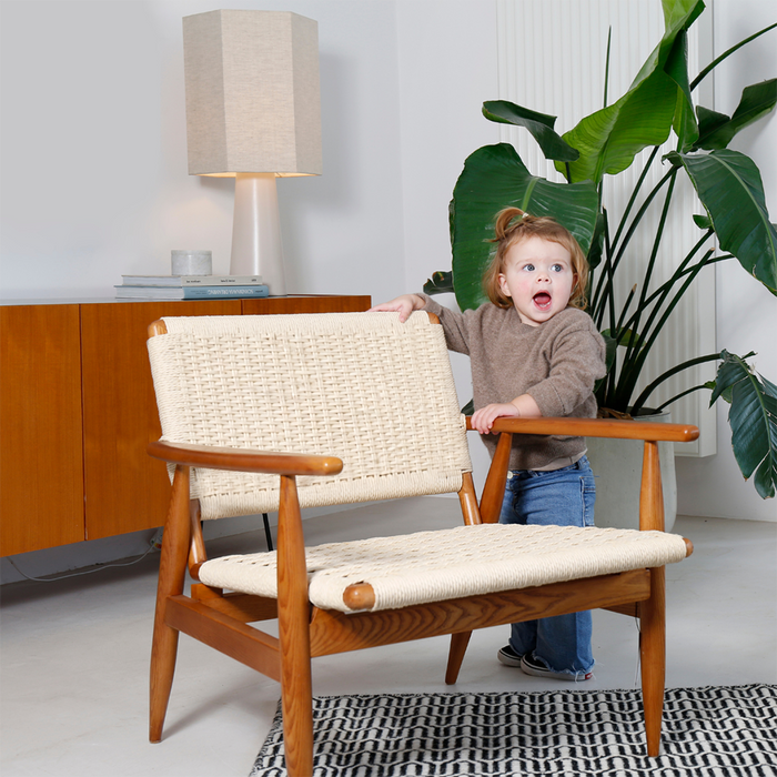 Hobart – Sessel – Teakholz – Sitz aus geflochtenem Seil